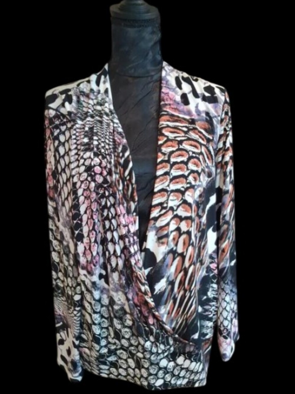 Eva Varro Sz Lg Art To Wear Draped Snake Print Blouse in Multicolor